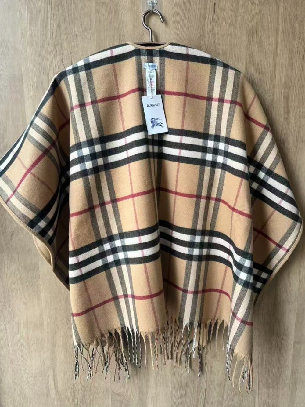 Burberry Classic Check Plaid Cape Wrap Shawl | Tan | NWT